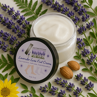 lavender luxe foot cream and foot moisturizer by luxe radiant roots skincare